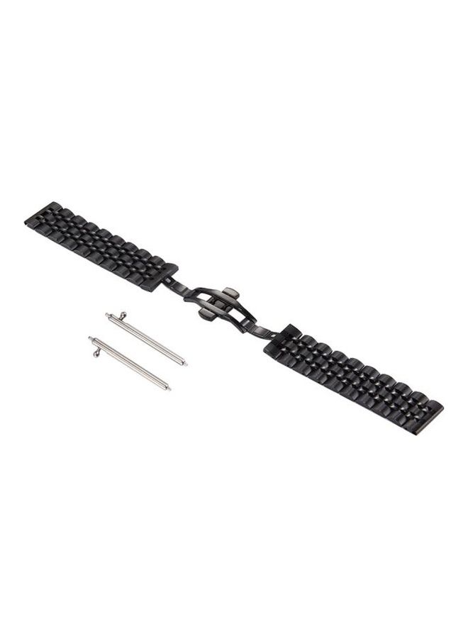 BGM Classic Smart Watch Hidden Butterfly Buckle 7 Beads Stainless Steel Watchband For Samsung Gear S3 Black - Image 1