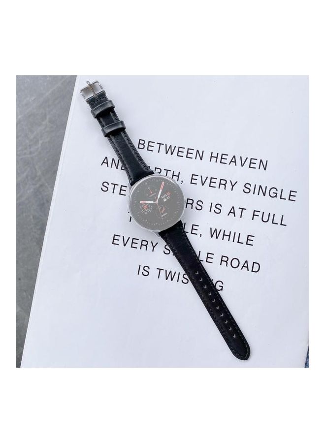 BGM Smart Watch Universal Double-Sided Leather Small Waist Strap For Samsung Galaxy Watch 22mm Black - Image 1