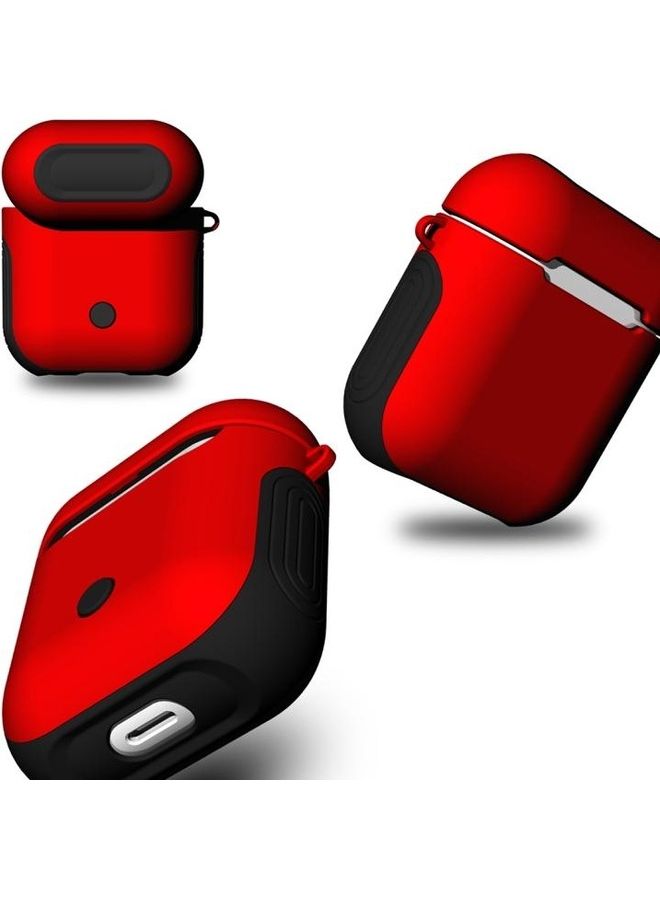BGM - Frosted Rubber Paint with PC Bluetooth Earphones Case for Apple AirPods 1/2 Red - Image 1