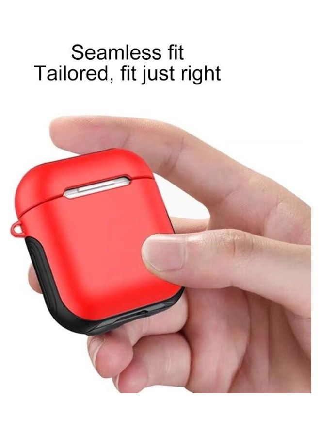 BGM - Frosted Rubber Paint with PC Bluetooth Earphones Case for Apple AirPods 1/2 Red - Image 1
