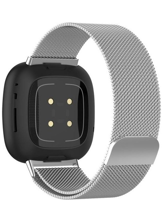 BGM Milano Replacement Strap For Fitbit Versa 3/Fitbit Magnetic Silver - Image 2