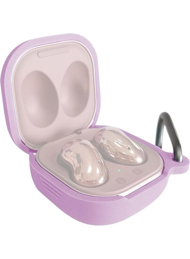 BGM Bluetooth Earphone Silicone Protective Case with Hook For Samsung Galaxy Buds Live/Pro Purple - Image 1