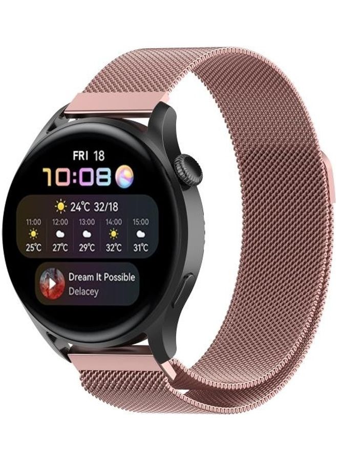 Milanese Loop Replacement Strap Watchband For Huawei Watch 3 / 3 Pro 22mm Rose/Pink