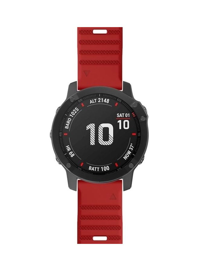 BGM Silicone Smart Watch Replacement Strap For Garmin Fenix 6 22mm Red - Image 2