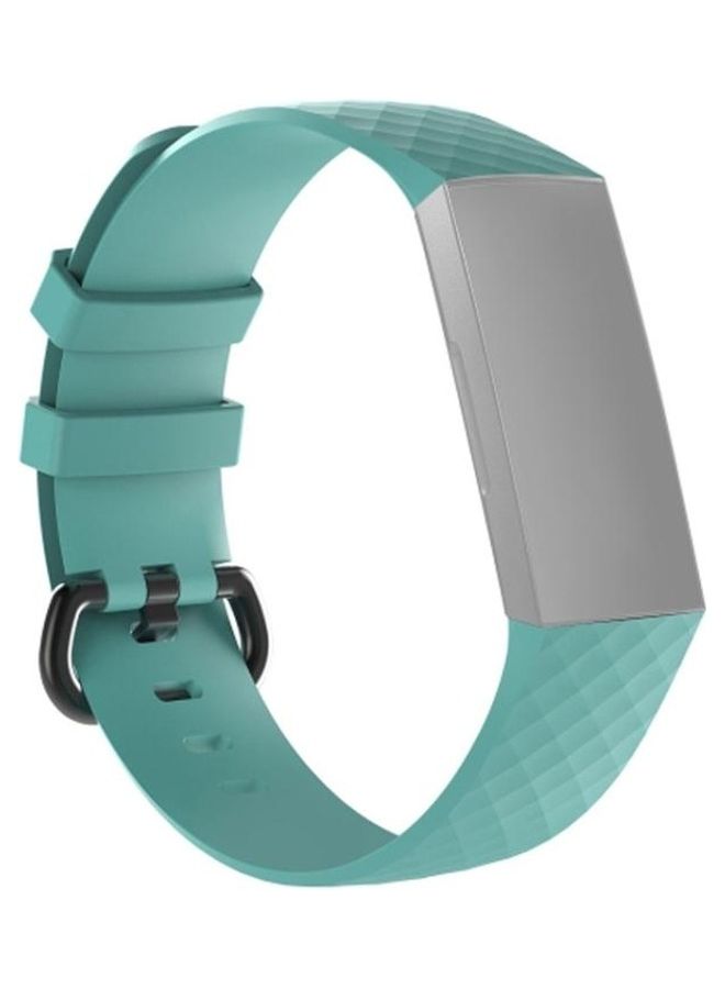 BGM Replacement Diamond Pattern Silicone Wrist Strap Band for Fitbit Charge 4 18mm Light Green - Image 1
