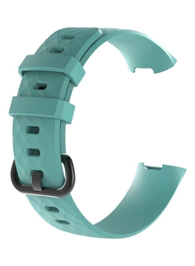 BGM Replacement Diamond Pattern Silicone Wrist Strap Band for Fitbit Charge 4 18mm Light Green - Image 2