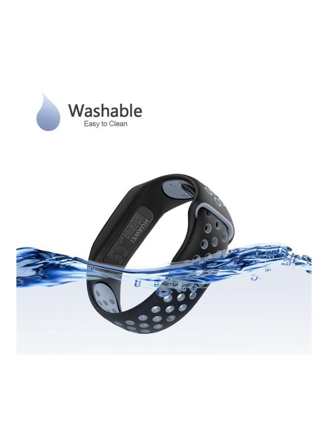 BGM Two-Colour Silicone Replacement Wrist Strap Watchband For Huawei Honor Band 4 Black - Image 2