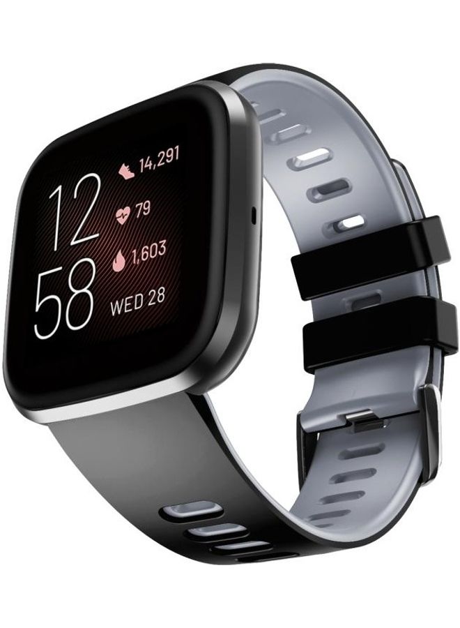 BGM Two-Colour Silicone Replacement Strap Watchband For Fitbit Versa / Versa 2 / Versa Lite Black - Image 3