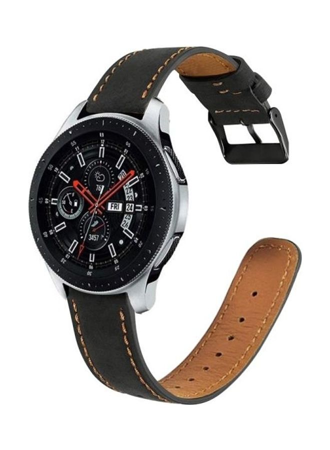 BGM Round Tail Leather Replacement Strap Watchband For Samsung Galaxy Watch 3 41mm Black - Image 2