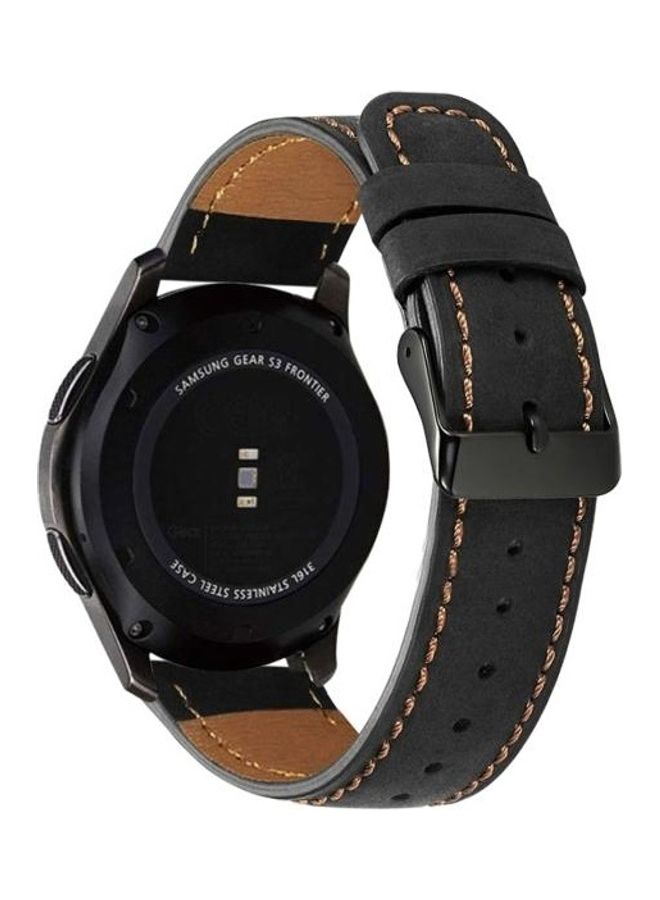 BGM Round Tail Leather Replacement Strap Watchband For Samsung Galaxy Watch 3 41mm Black - Image 3