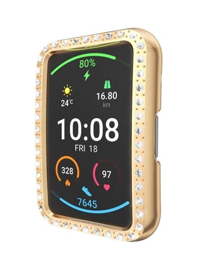 BGM Single Row Diamond PC Protective Case Cover For Huawei Watch Fit Rose Gold - Image 2