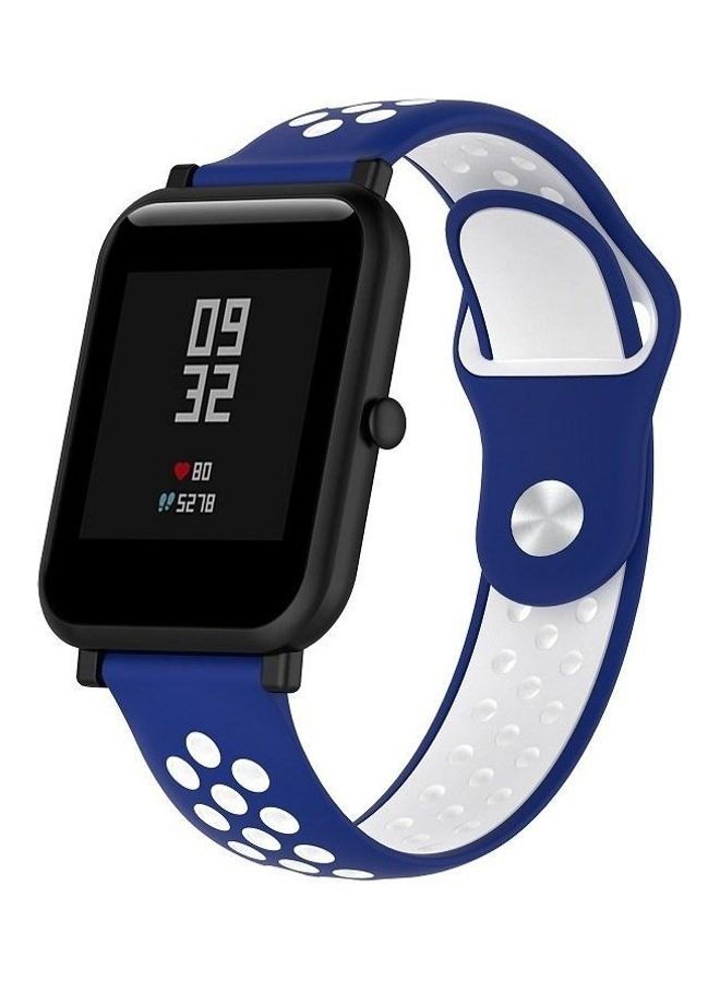 BGM Double Colour Silicone Sport Wrist Strap For Huawei Watch Series 1 18mm White/Blue - Image 1