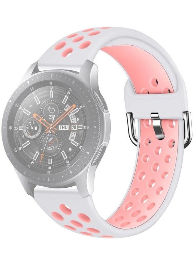 BGM Smart Watch Silicone Double Color Watchband For Galaxy Watch 46 / S3 / Huawei Watch GT 1 / 2 22mm White/Pink - Image 1