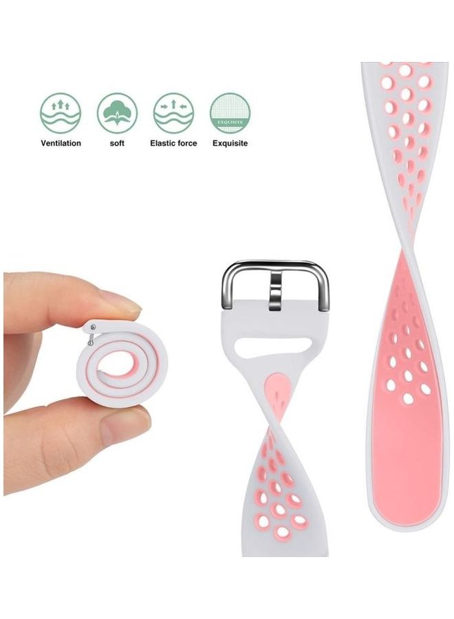 BGM Smart Watch Silicone Double Color Watchband For Galaxy Watch 46 / S3 / Huawei Watch GT 1 / 2 22mm White/Pink - Image 3