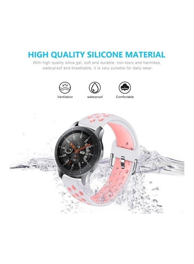 BGM Smart Watch Silicone Double Color Watchband For Galaxy Watch 46 / S3 / Huawei Watch GT 1 / 2 22mm White/Pink - Image 4