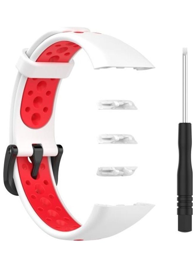 بي جي إم سوار بديل من السيليكون جيد التهوية لساعة هواوي باند 6/ هونر باند 6 أبيض/أحمر - Image 1