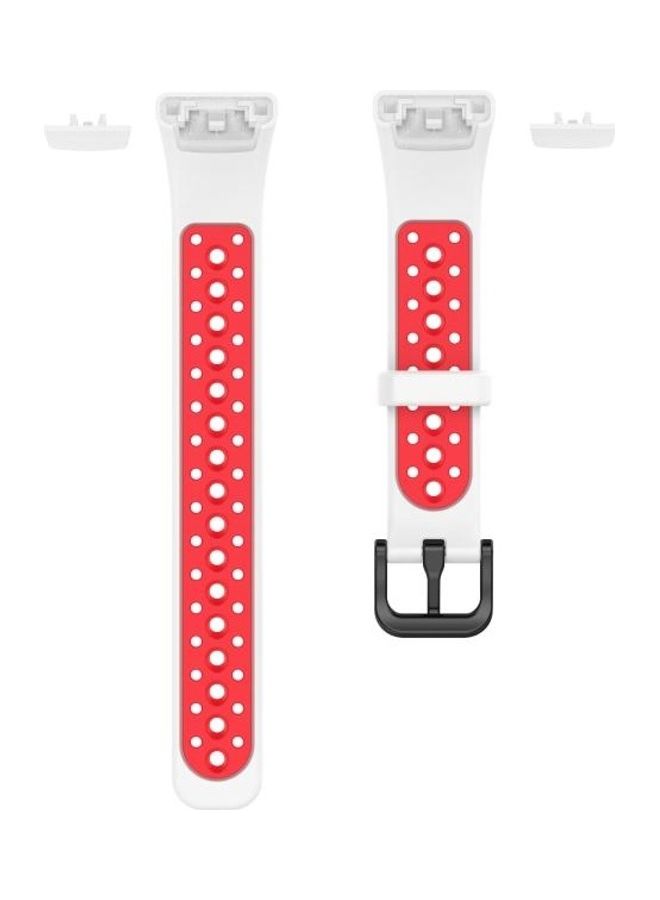 بي جي إم سوار بديل من السيليكون جيد التهوية لساعة هواوي باند 6/ هونر باند 6 أبيض/أحمر - Image 2