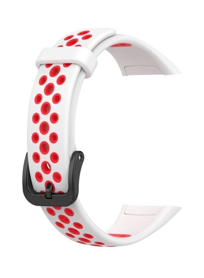 بي جي إم سوار بديل من السيليكون جيد التهوية لساعة هواوي باند 6/ هونر باند 6 أبيض/أحمر - Image 3