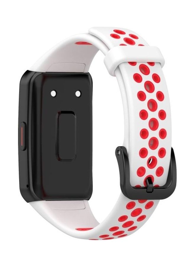 بي جي إم سوار بديل من السيليكون جيد التهوية لساعة هواوي باند 6/ هونر باند 6 أبيض/أحمر - Image 5