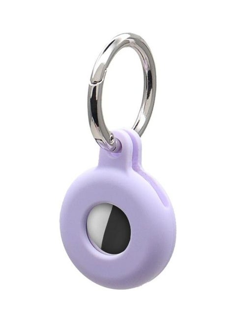 Hollow Anti-Scratch Silicone Shockproof Protective Cover Case with Keychain Hook Loop for Apple AirTag Purple