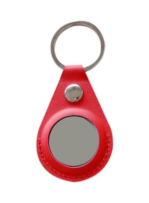Anti-Scratch Imitation PU Shockproof Protective Cover Case with Keychain for Apple AirTag Red