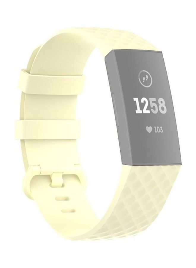 BGM Buckle TPU Wrist Strap Watch Band For Fitbit Charge 4/Charge 3/Charge 3 SE-Small Light Yellow - Image 1