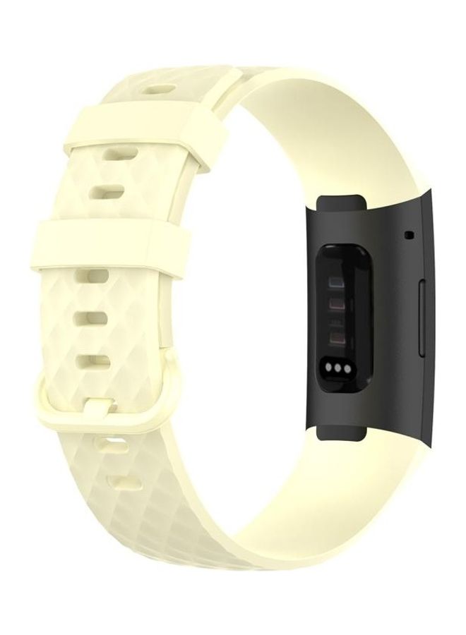 BGM Buckle TPU Wrist Strap Watch Band For Fitbit Charge 4/Charge 3/Charge 3 SE-Small Light Yellow - Image 4