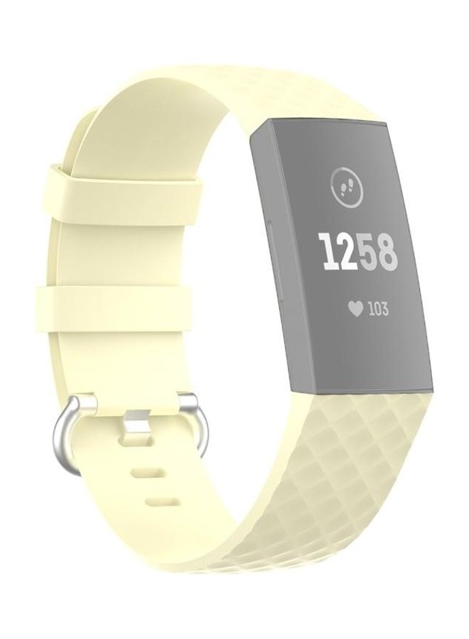 BGM 18mm Buckle TPU Wrist Strap Watch Band For Fitbit Charge 4 /3 /3 SE Light Yellow - Image 1