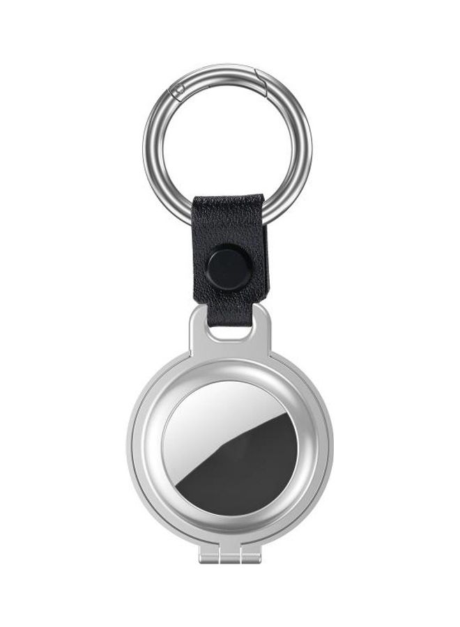 BGM Shockproof Anti-Scratch Aluminum Alloy Case Cover With Keychain Ring Loop For AirTag Silver  - Image 1