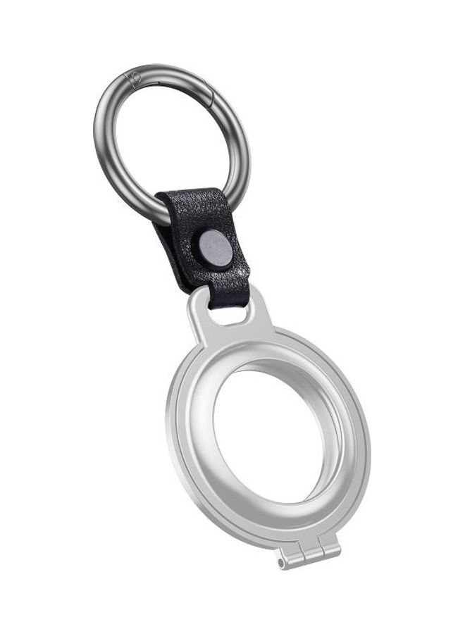 BGM Shockproof Anti-Scratch Aluminum Alloy Case Cover With Keychain Ring Loop For AirTag Silver  - Image 2