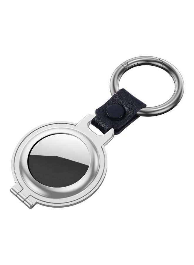 BGM Shockproof Anti-Scratch Aluminum Alloy Case Cover With Keychain Ring Loop For AirTag Silver  - Image 3