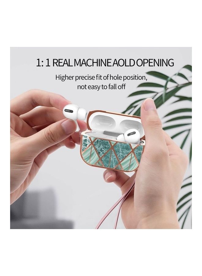 BGM Electroplated Printed TPU Earphone Protective Case with Lanyard For AirPods Pro Gold - Image 4