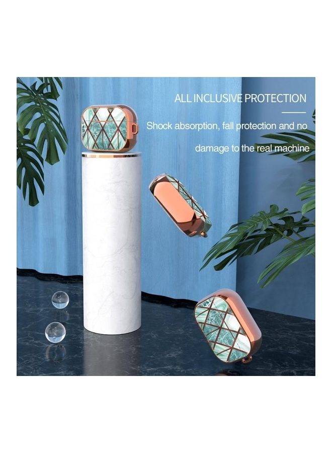 BGM Electroplated Printed TPU Earphone Protective Case with Lanyard For AirPods Pro Gold - Image 5
