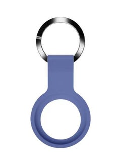 Mutural Liquid Silicone Protective Case with Key Ring For Apple AirTag Navy Blue