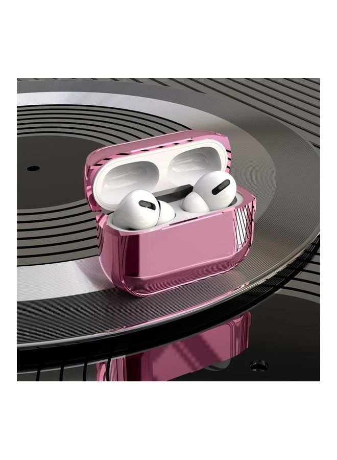 BGM Electroplating TPU Solid Color Earphone Protective Case with Lanyard For AirPods Pro Pink  - Image 4