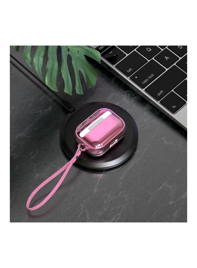 BGM Electroplating TPU Solid Color Earphone Protective Case with Lanyard For AirPods Pro Pink  - Image 5