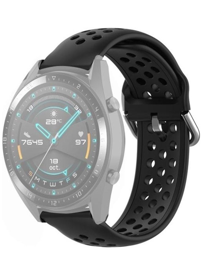 BGM Clasp Solid Colour Sport Wrist Strap Watchband For Huawei Watch GT 46mm / 42mm / GT2 46mm 22mm Black - Image 1