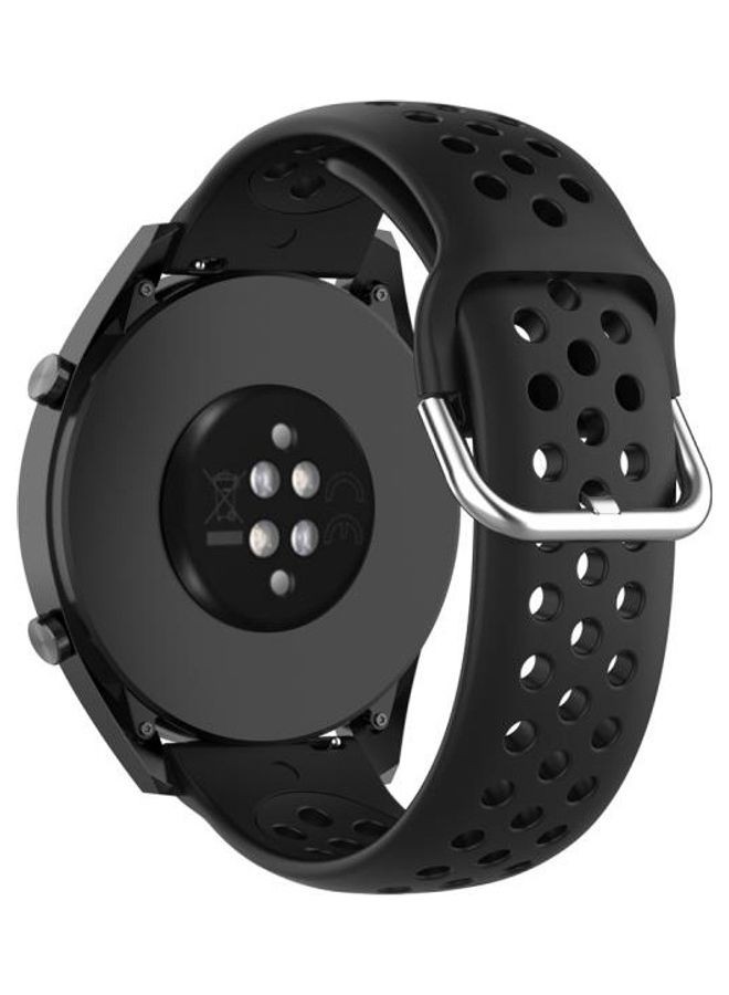 BGM Clasp Solid Colour Sport Wrist Strap Watchband For Huawei Watch GT 46mm / 42mm / GT2 46mm 22mm Black - Image 2