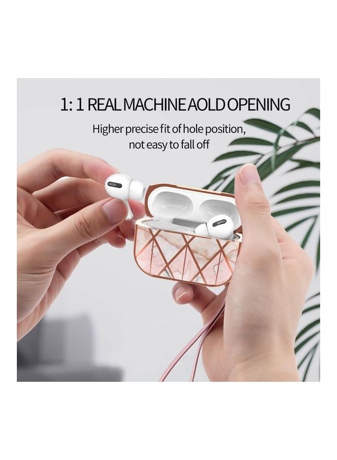 BGM Electroplated Printed TPU Earphone Protective Case with Lanyard For AirPods Pro Gold - Image 4