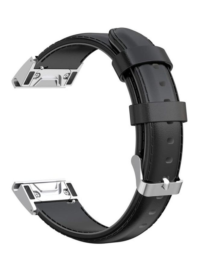 BGM Oil Wax Calfskin Strap For Garmin Fenix 6S Black - Image 1