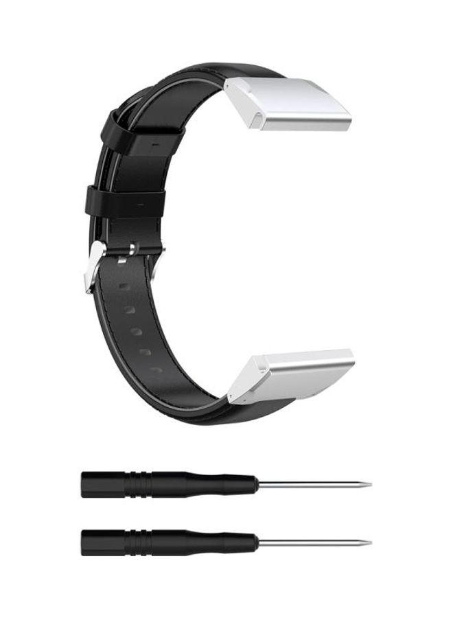 BGM Oil Wax Calfskin Strap For Garmin Fenix 6S Black - Image 2