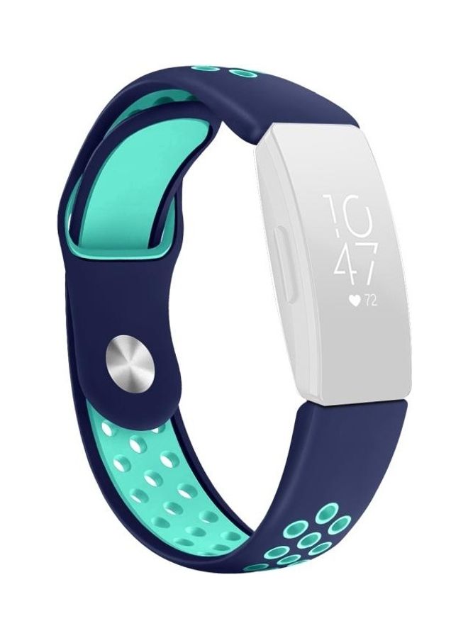 BGM Two-Tone Silicone Replacement Band For Fitbit Inspire HR Blue 