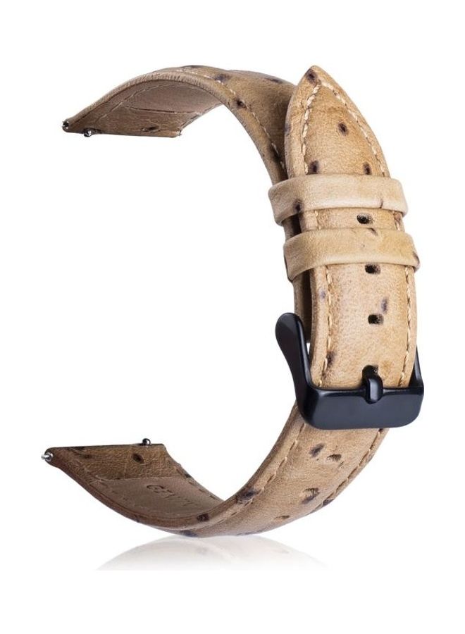 BGM Ostrich Skin Texture Genuine Leather Wrist Watch Band for Samsung Gear S3 22mm Brown - Image 3