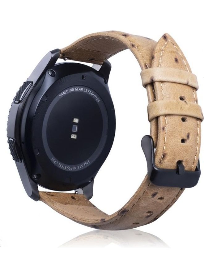 BGM Ostrich Skin Texture Genuine Leather Wrist Watch Band for Samsung Gear S3 22mm Brown - Image 5