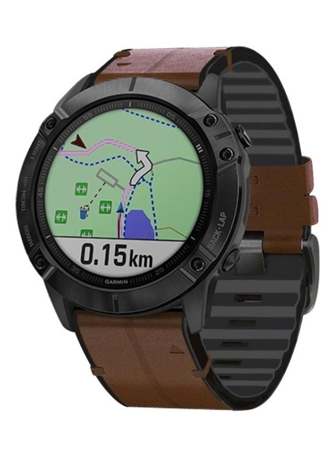 BGM Silicone Leather Quick Release Replacement Strap Watchband For Garmin Fenix 6X Brown  - Image 3