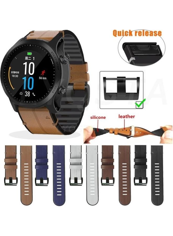 BGM Silicone Leather Quick Release Replacement Strap Watchband For Garmin Fenix 6X Brown  - Image 5