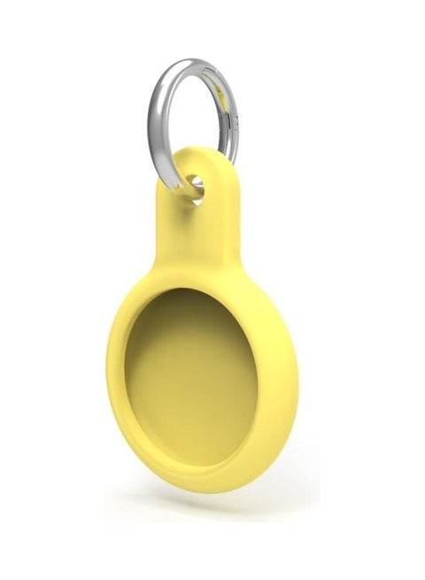 Shockproof Anti-Scratch Silicone Protective Case Cover Key Chain with Hang Loop For Apple AirTag Lemon Yellow