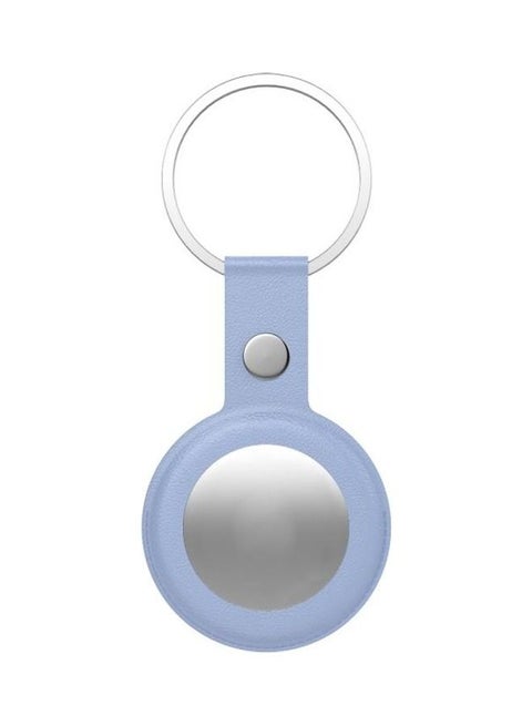PU Leather Case Shockproof Anti-Scratch Protective Cover with Keychain Ring Loop For Apple AirTag Light Blue