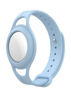Mutural Silicone Protective Case Watchband for Apple AirTag Light Blue