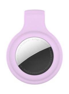 For Apple AirTag Silica Gel Anti-Scratch Shockproof Protective Cover Soft Case with Steel Clip Light Purple